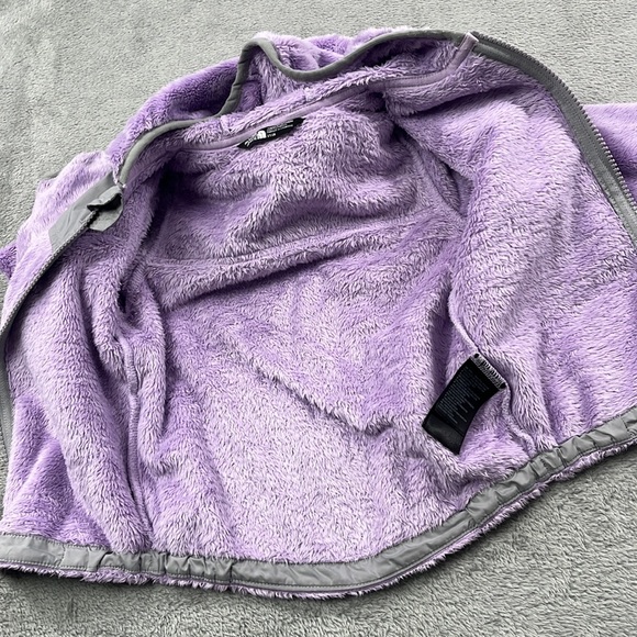 The North Face 2T Purple Gray Sherpa Fleece Full Zip Windbreaker Shacket - Picture 8 of 10